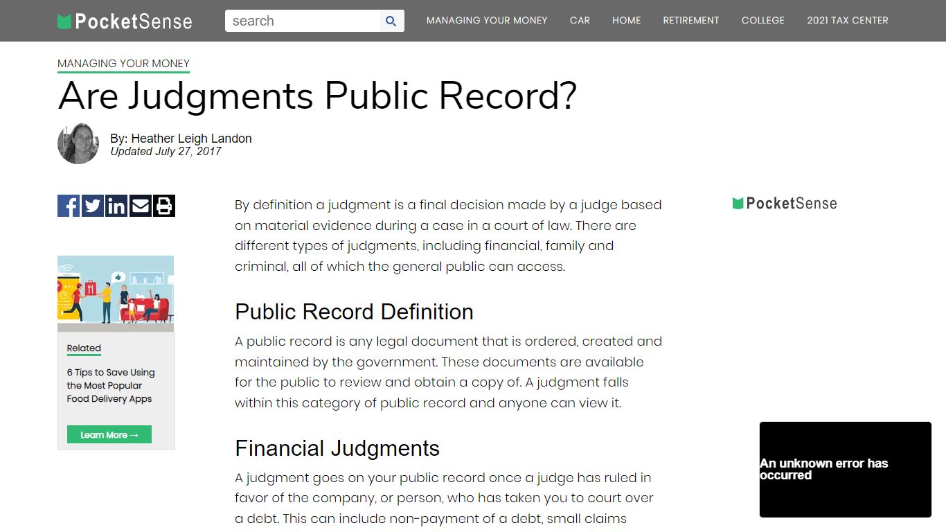 Are Judgments Public Record? | Pocketsense